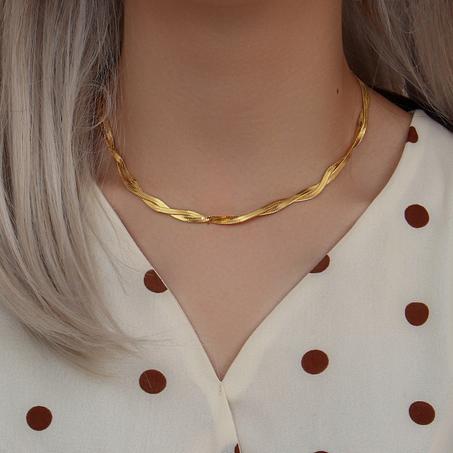 Collier Plaqué Or 18K en Acier Inoxydable pour Femme, Bijoux de Haute Qualité