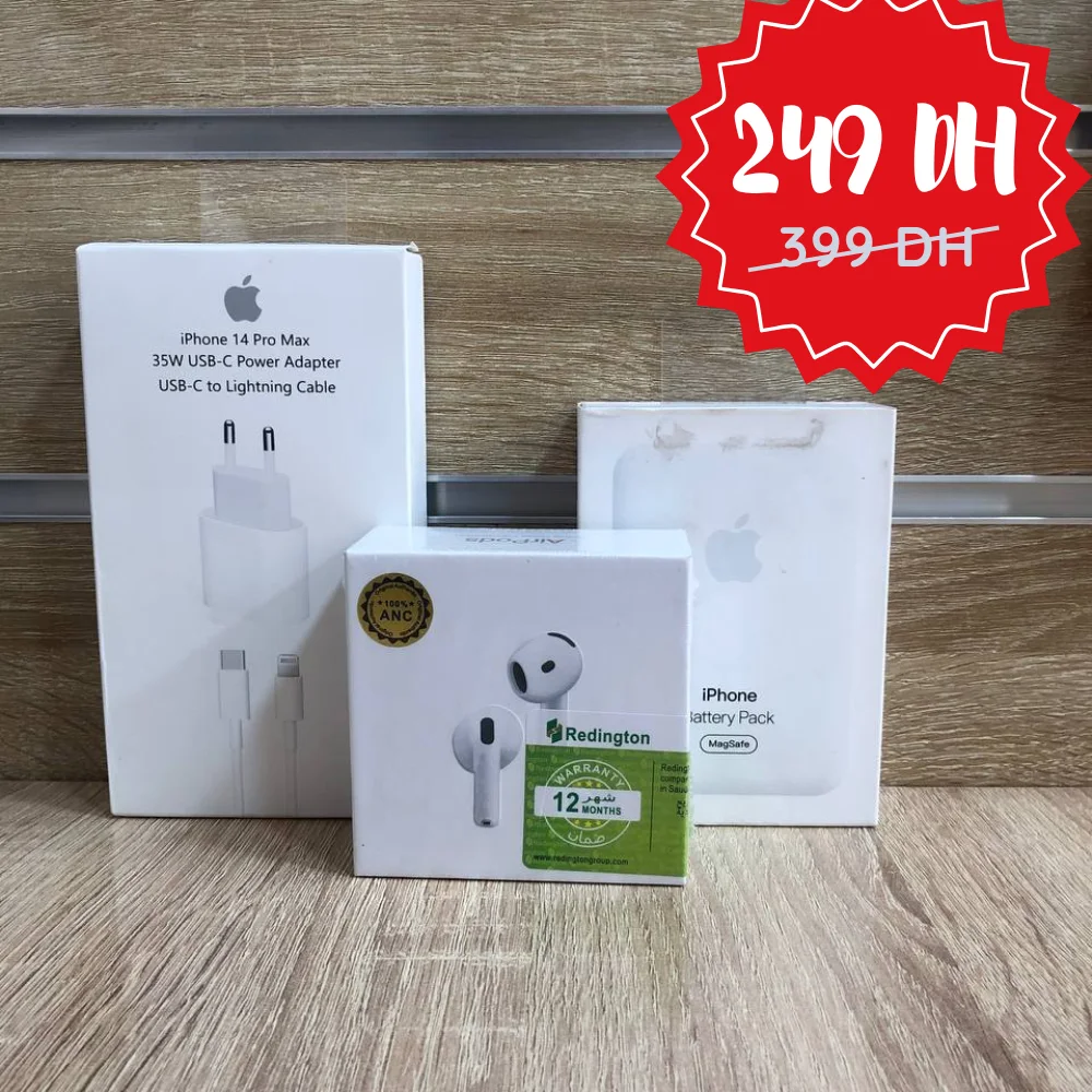 powerbank 10000 mA+airpods+شاحن iphon