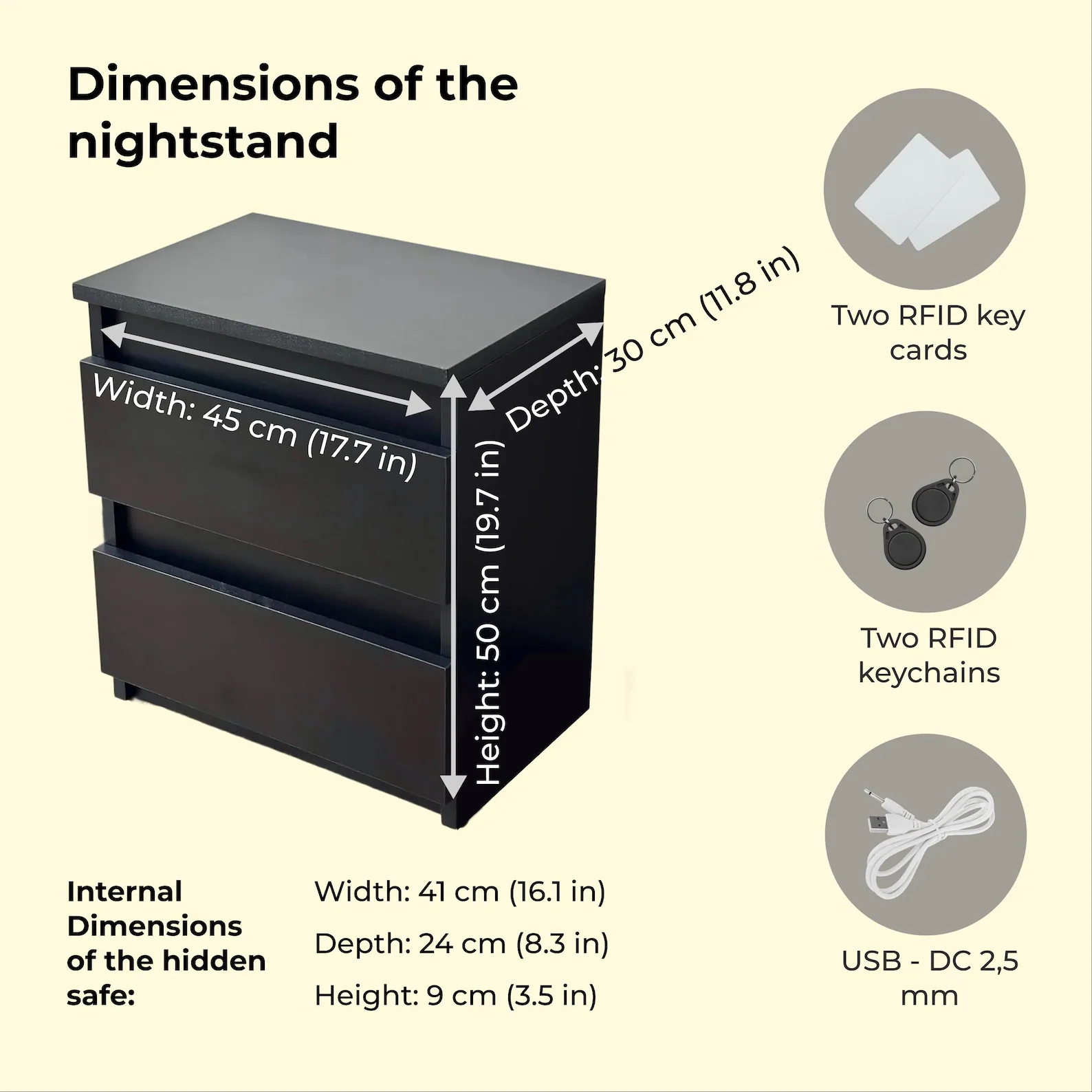 SafeNight - Table de nuit avec coffre secret
