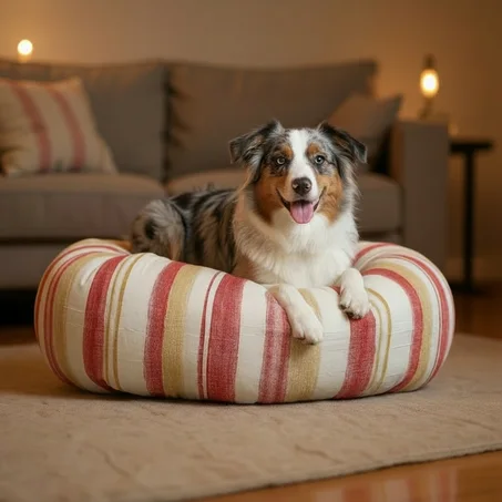 DONUT XXXL EN LIN "  Golden Red & White Majesty "