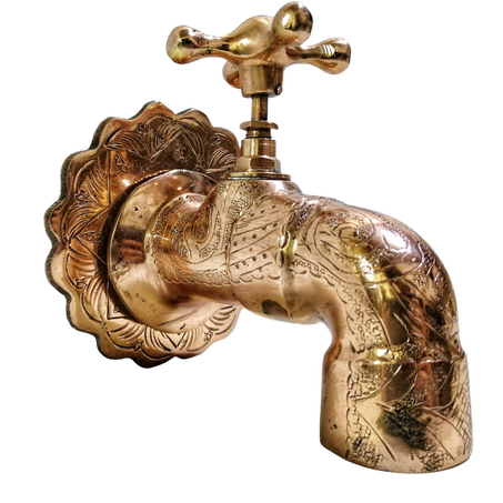 Handcarved red copper faucet