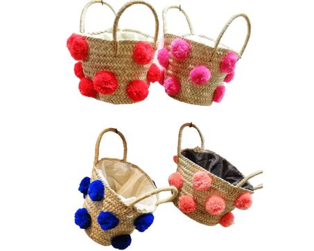 Pompom basket handmade gift  small basket free delivery