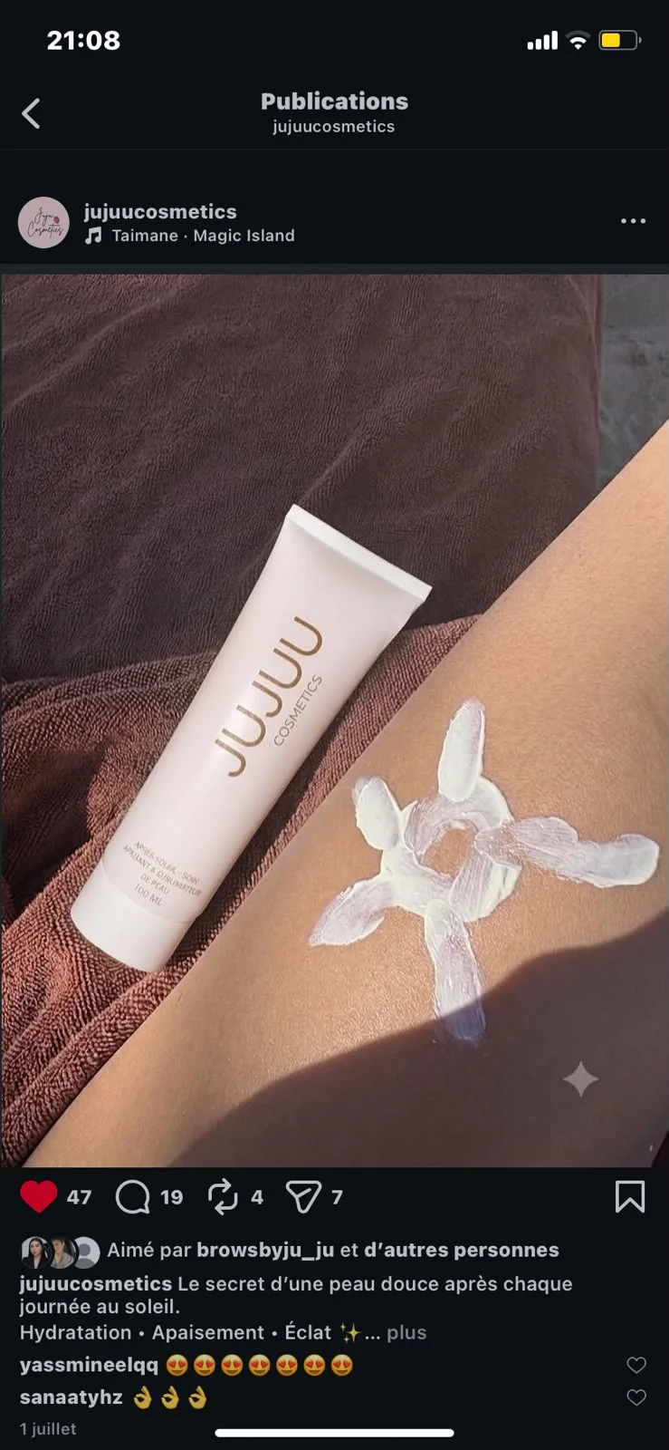 Lait après soleil ☀️