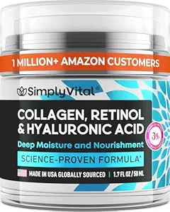 SimplyVital Anti-Aging Collagen & Retinol Face Cream – Hydrating Hyaluronic Moisturizer for Firm, Glowing Skin – Day & Night Care