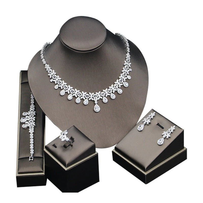 Women's Fashion Personalized Zircon Ornament Suit (Silver White)