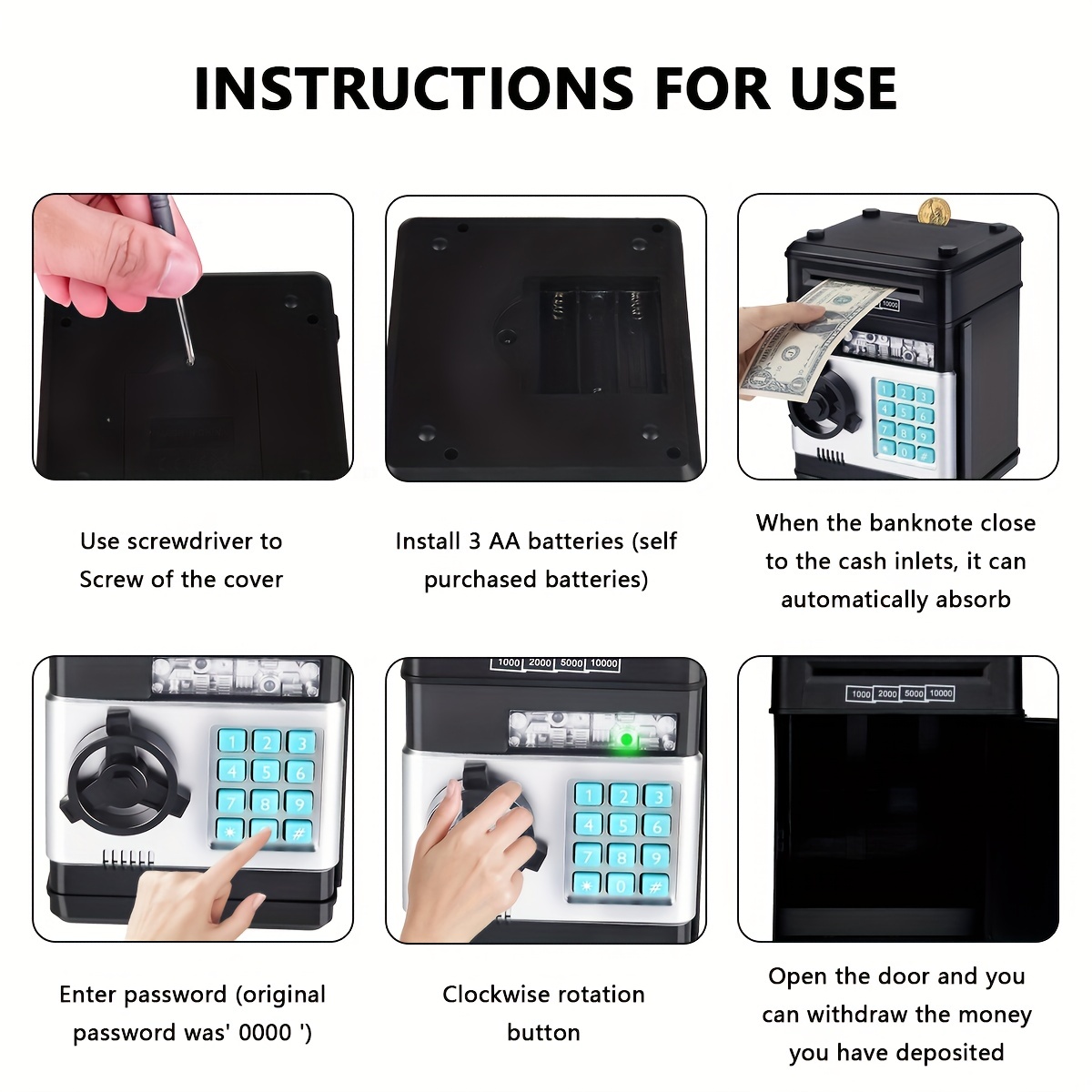 Number Bank Coin & Bill Safe UAE – Electronic Password Money Bank for Kids