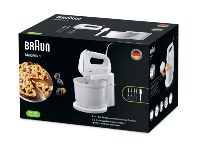 Braun HM 1070 Hand & Stand Mixer – 400 W, 4‑Speed, Turbo & 3 L Bowl