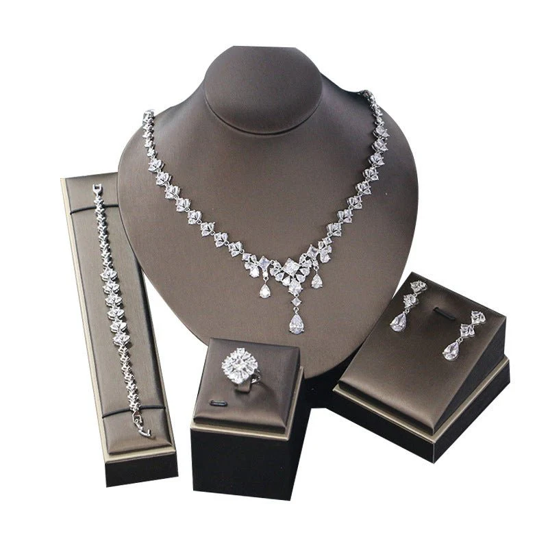 Women's Fashion Personalized Zircon Ornament Suit (Silver)