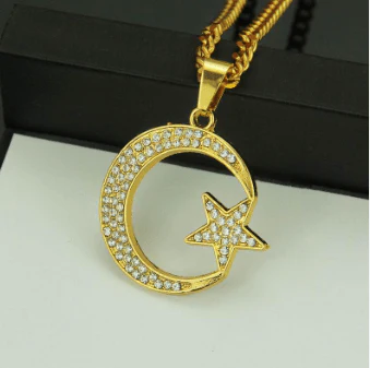 Zircon Moon and Star Set Golden