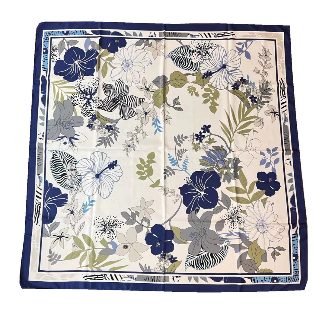 Twill Floral Print Silk Scarf 110cm