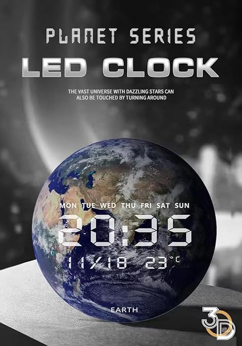 Jiugong LED Planet Electronic Clock – Digital Time, Date, Temperature & Night Light