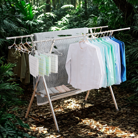 1.6m Retractable Stainless Steel Drying Rack – Ideal for Balcony & Indoor Use in UAE