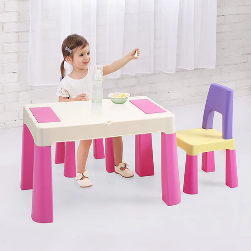 Kid's Table & Chair Playing Set © (Pink & White)