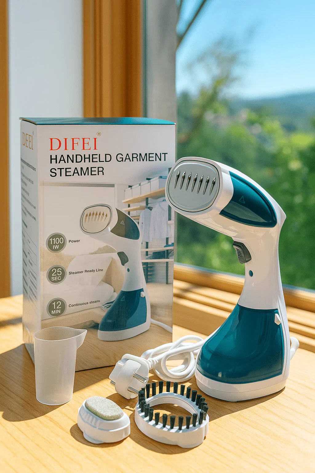 Difei 1100W Handheld Garment Steamer – Fast 25‑Sec Heat‑Up, 12‑Min Steam