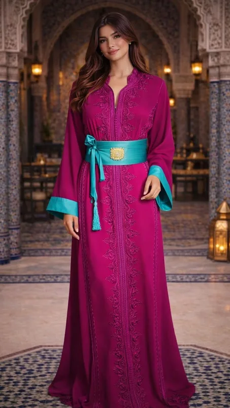 إصدار المها | قفطان ملكي بتطريز ذهبي مطفي