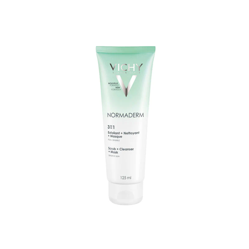Vichy Normaderm 3en1 Exfoliant Nettoyant Masque Peau Mixte à Grasse | 125ml - Prix Maroc