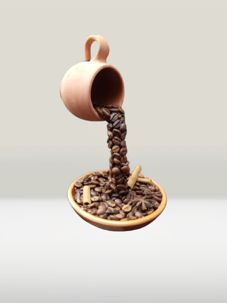 كأس قهوة ترابي تقليدي