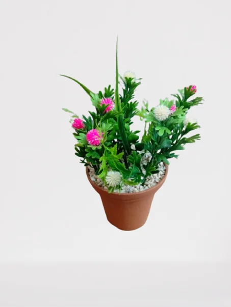 أصيص كبير بخضرة وورود