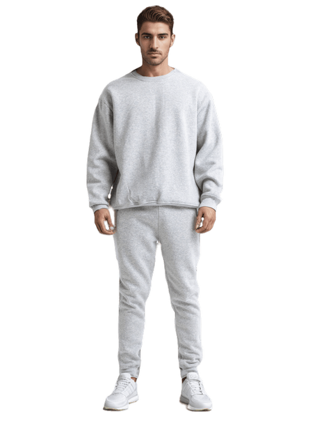 Premium Relaxed Fit Round Neck Tracksuit in Grey