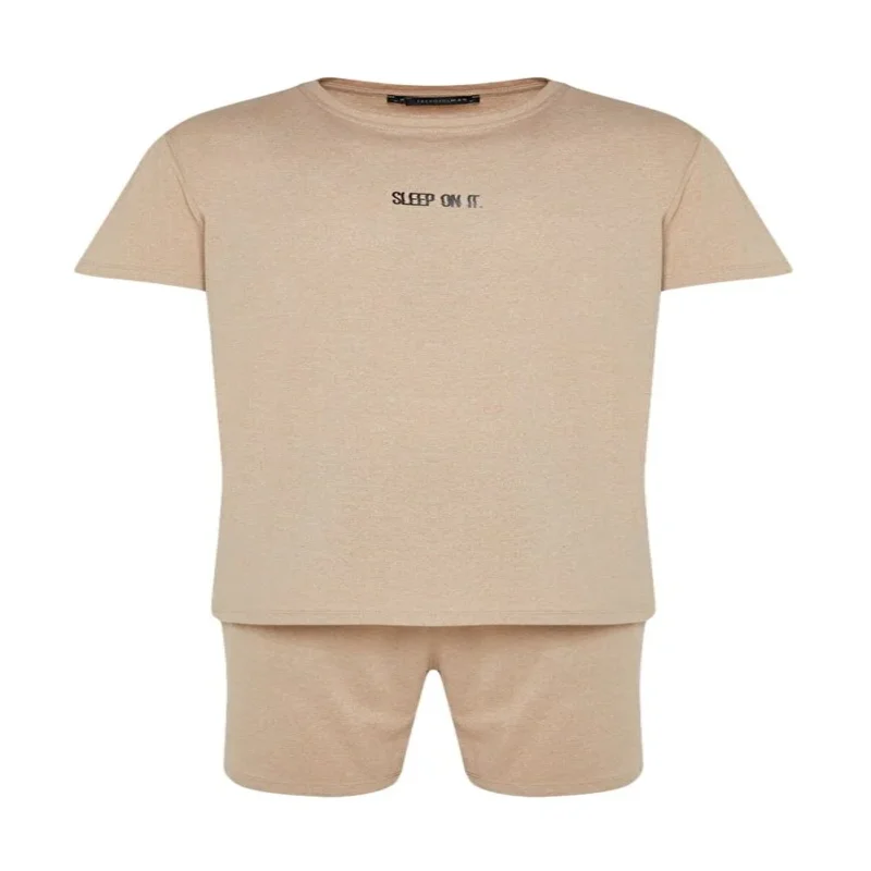 Ensemble pyjama beige coupe droite pour l