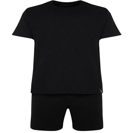Ensemble pyjama noir coupe droite avec short de la collection ENZO