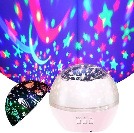 مصباح اسقاط ليلي ملون على شكل نجوم وقمر للاطفال بتصميم دائري لديكور غرفة النوم او ديكور غرفة نوم الاطفال