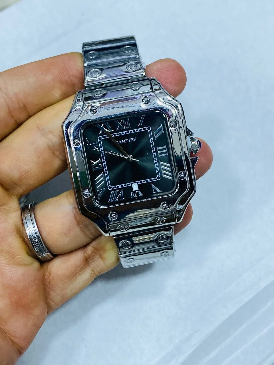 CARTIER SANTOS NOIR HOMMES