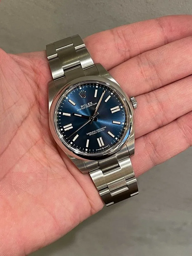 ROLEX OYSTER PERPETUAL BLEU HOMMES