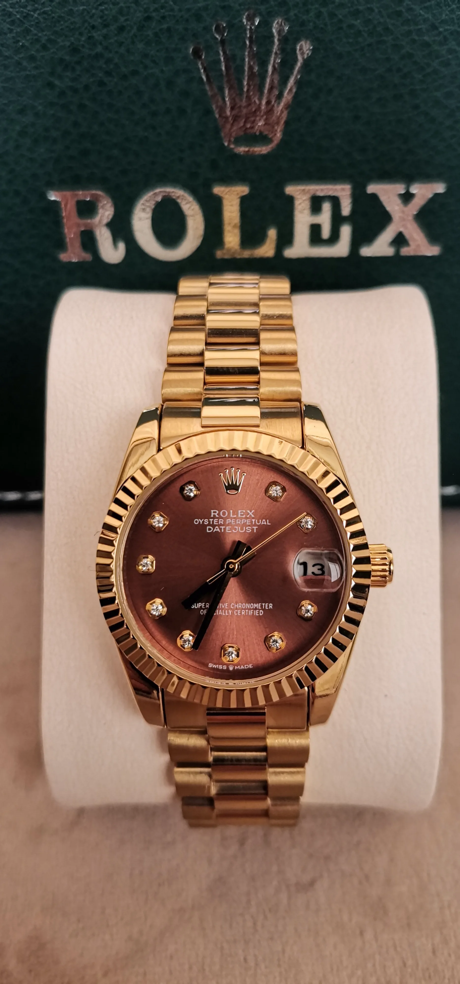 ROLEX DATEJUSTE CHOCOLAT/OR FEMMES