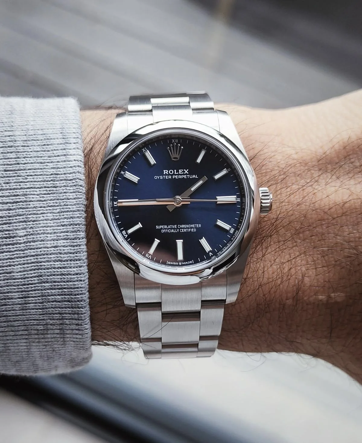 ROLEX OYSTER PERPETUAL BLEU HOMMES