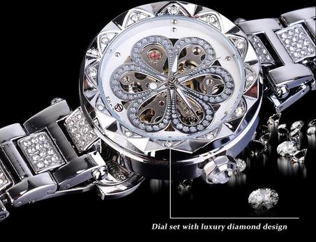 ساعة ميكانيكية نسائية عالية الجودة تشتغل بدون بطارية