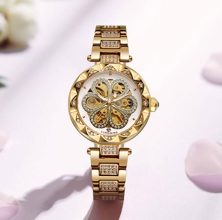 ساعة ميكانيكية نسائية عالية الجودة تشتغل بدون بطارية