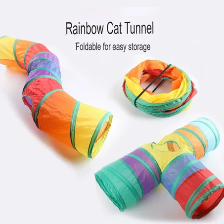 Tunnel Toy for Indoor Cat Toys for Cats Tunel Game for Cats Interactive 2 Way Play for Kitten Indoor Cat Toy Tunnel Foldable for Dogs, Rabbits, Cats Guinea Pig Child