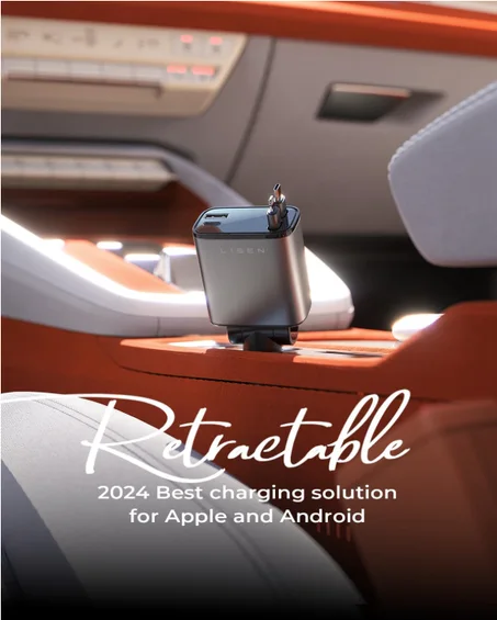 شاحن سيارة قابل للسحب من ليسين محول يو اس بي 69 وات 4 في 1 هاتف شحن سريع للسيارة تنظيم السيارة متوافق مع ايفون15 14 13 12 11 جالاكسي بيكسل، متعددة