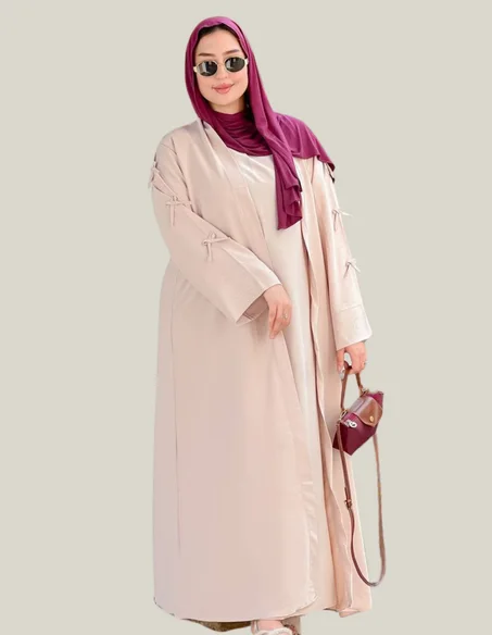 عباية راقية مكونة من قطعتين  كريب روز