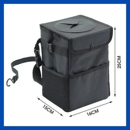 Poubelle de voiture avec couvercle et poche de rangement 🏁Dimensions : 16cm*25cm