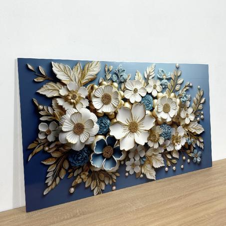 Cadre 1 pièce Fleur Bleu 3D / الوردة الزرقاء