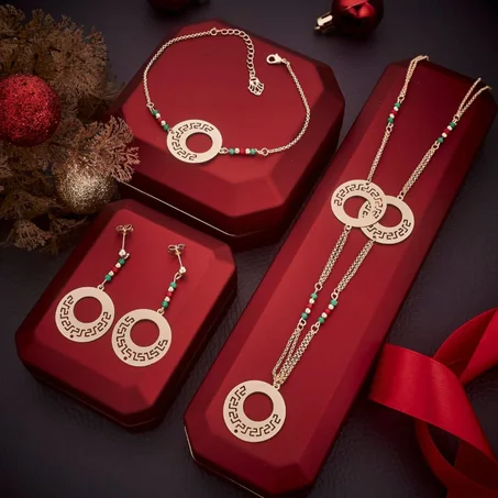 pack bijoux 3 pièces collier ,gourmet ,boucles oreilles haut qualité