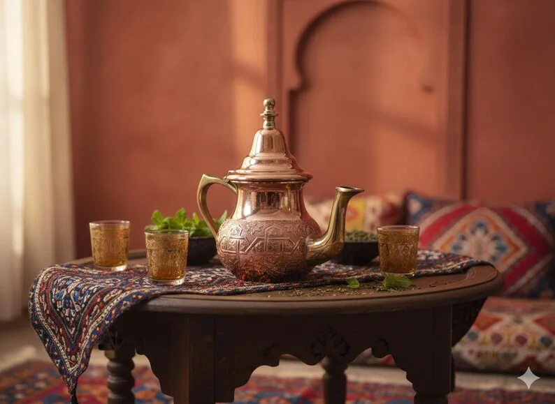 Hand-Engraved Moroccan Copper Tea Pot – Made in Fez 250 mlبراد شاي مغربي من النحاس منقوش يدوي - صنع فاس