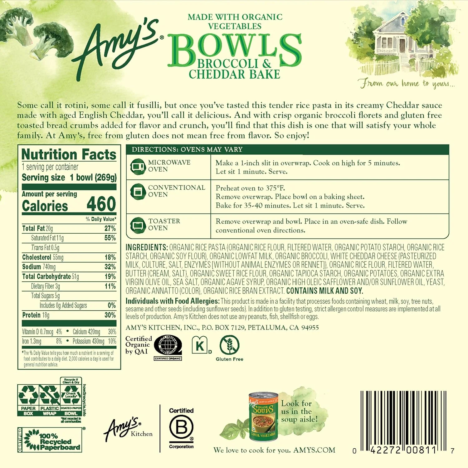 Amy’s Broccoli Cheddar Pasta Bowl (Gluten Free)