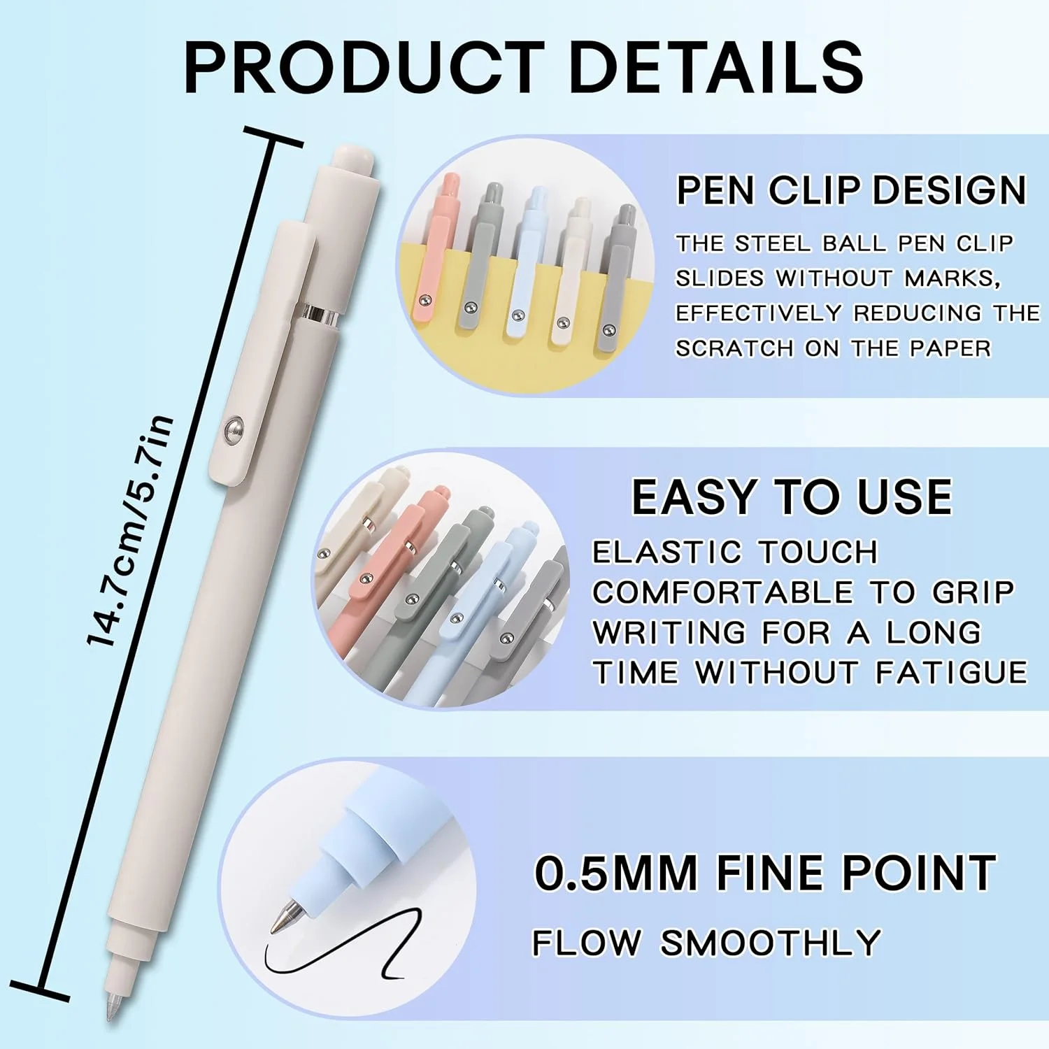 RIANCY Gel Pens Set (0.5mm Black)