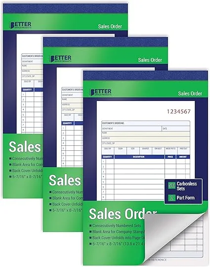 Sales Order Books (3 Pack, Carbonless)