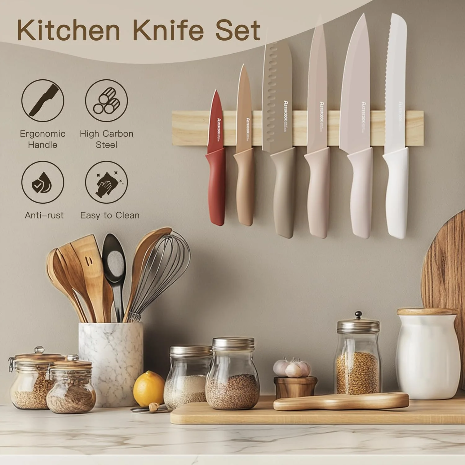 Astercook Kitchen Knife Set (13 PCS, Stainless Steel)