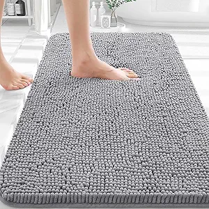 OLANLY Bathroom Rugs 30x20 (Chenille, Grey)
