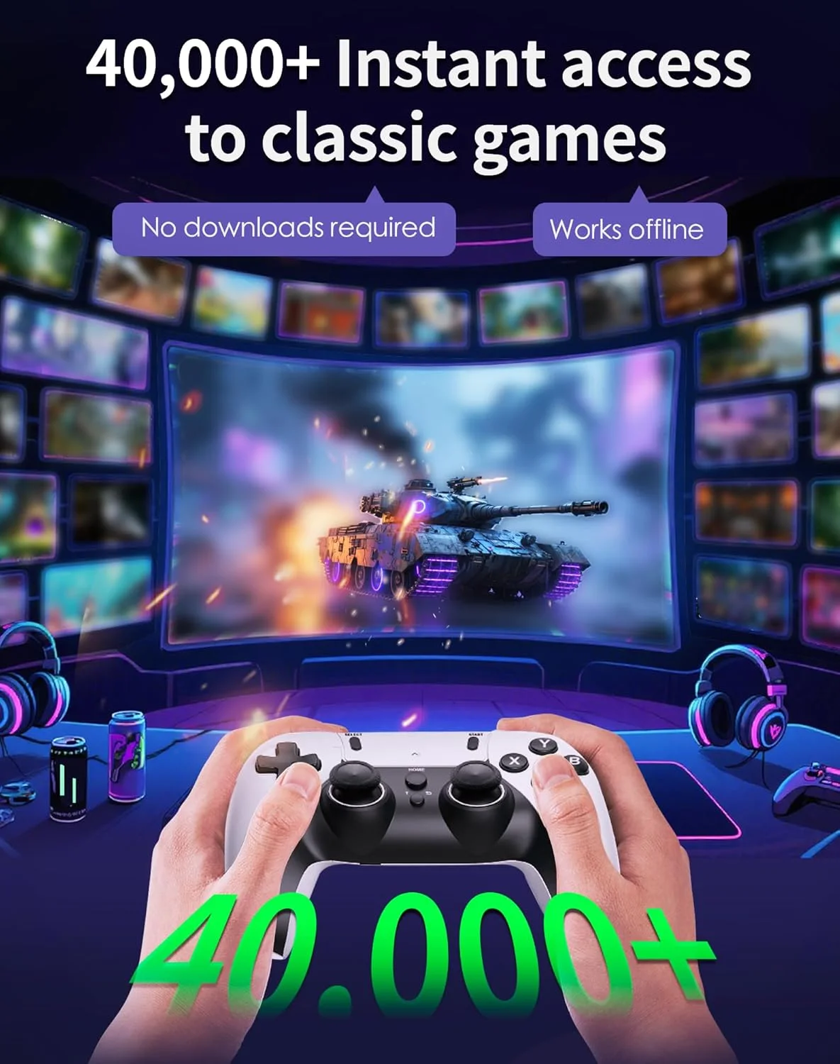 Retro Gaming Console Stick (40,000+ Games, 4K)