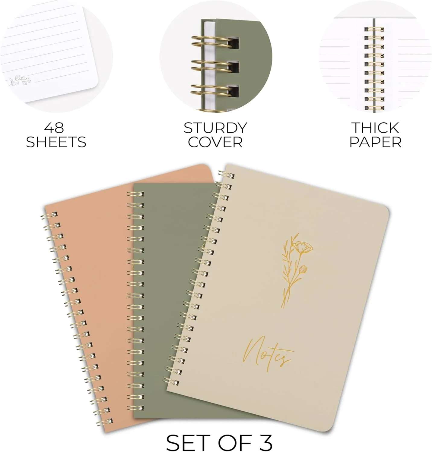 ZICOTO Spiral Notebook Set (3 Pack)