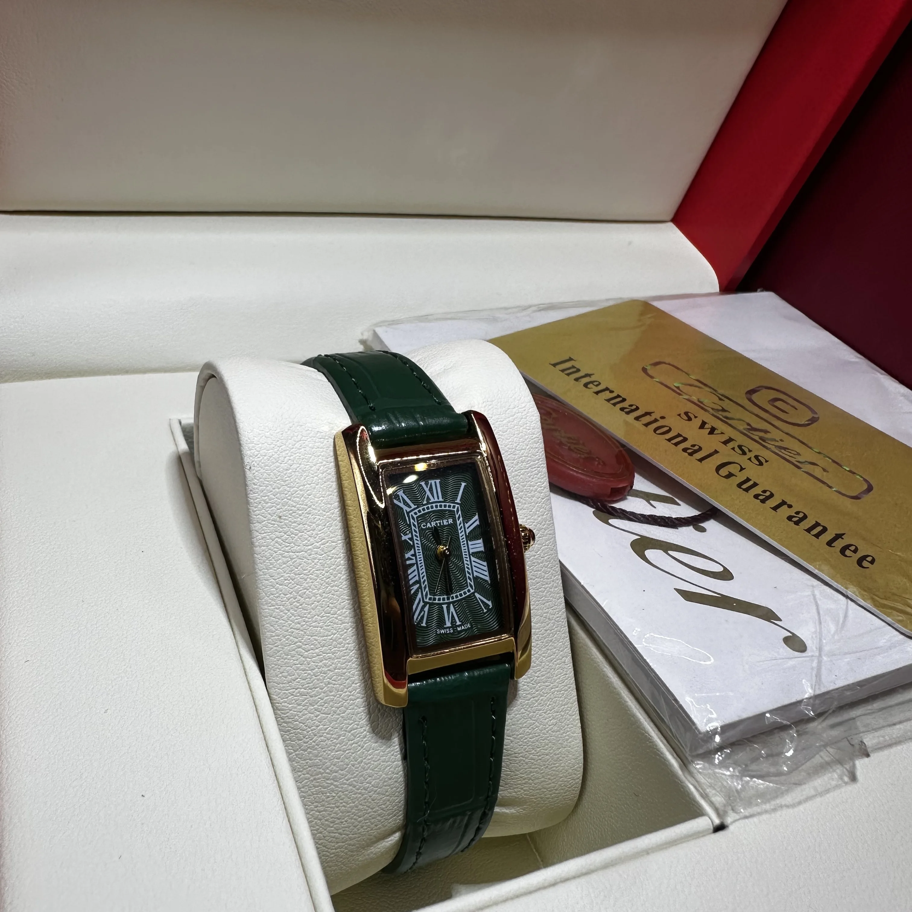 Cartier Tank Cuir Vert