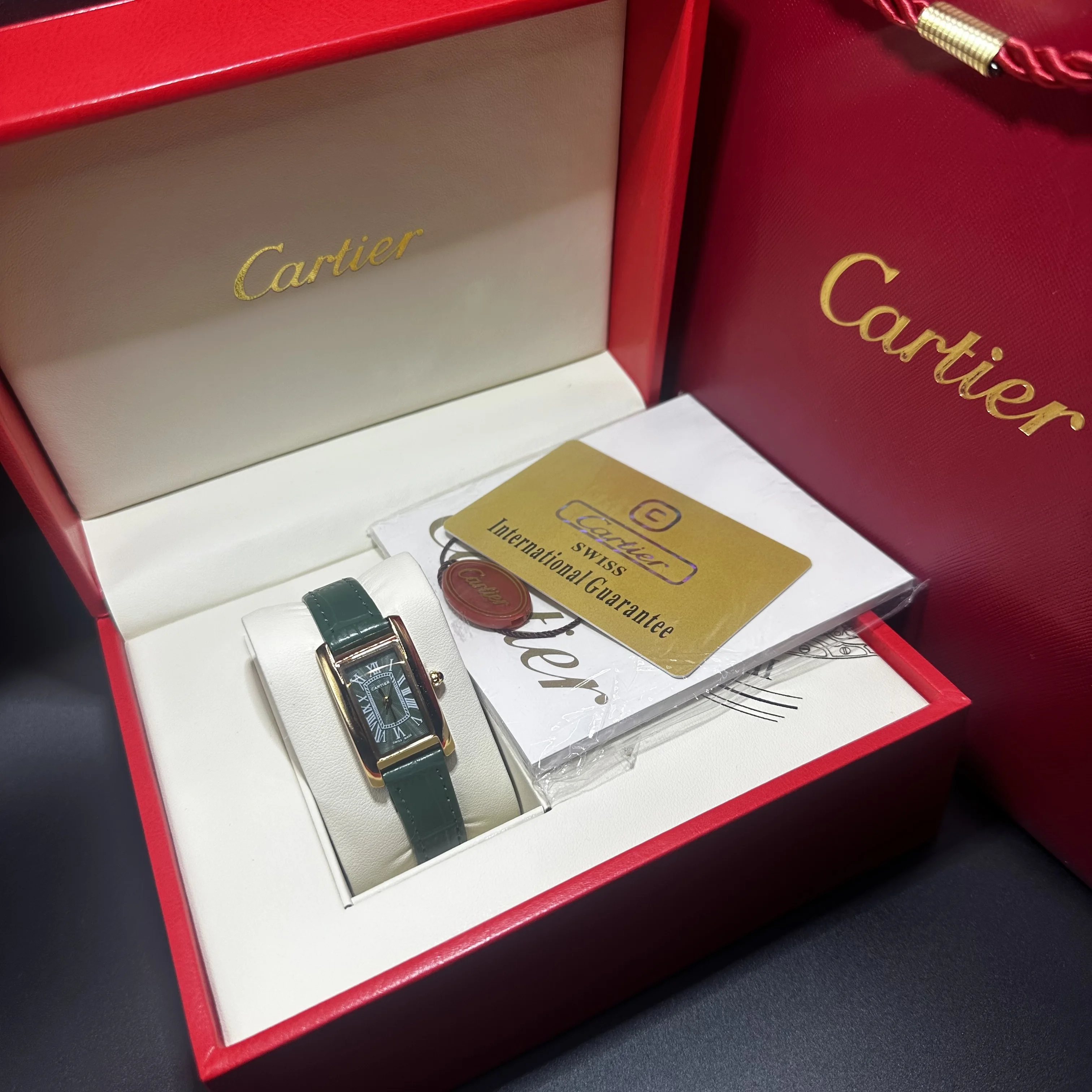 Cartier Tank Cuir Vert