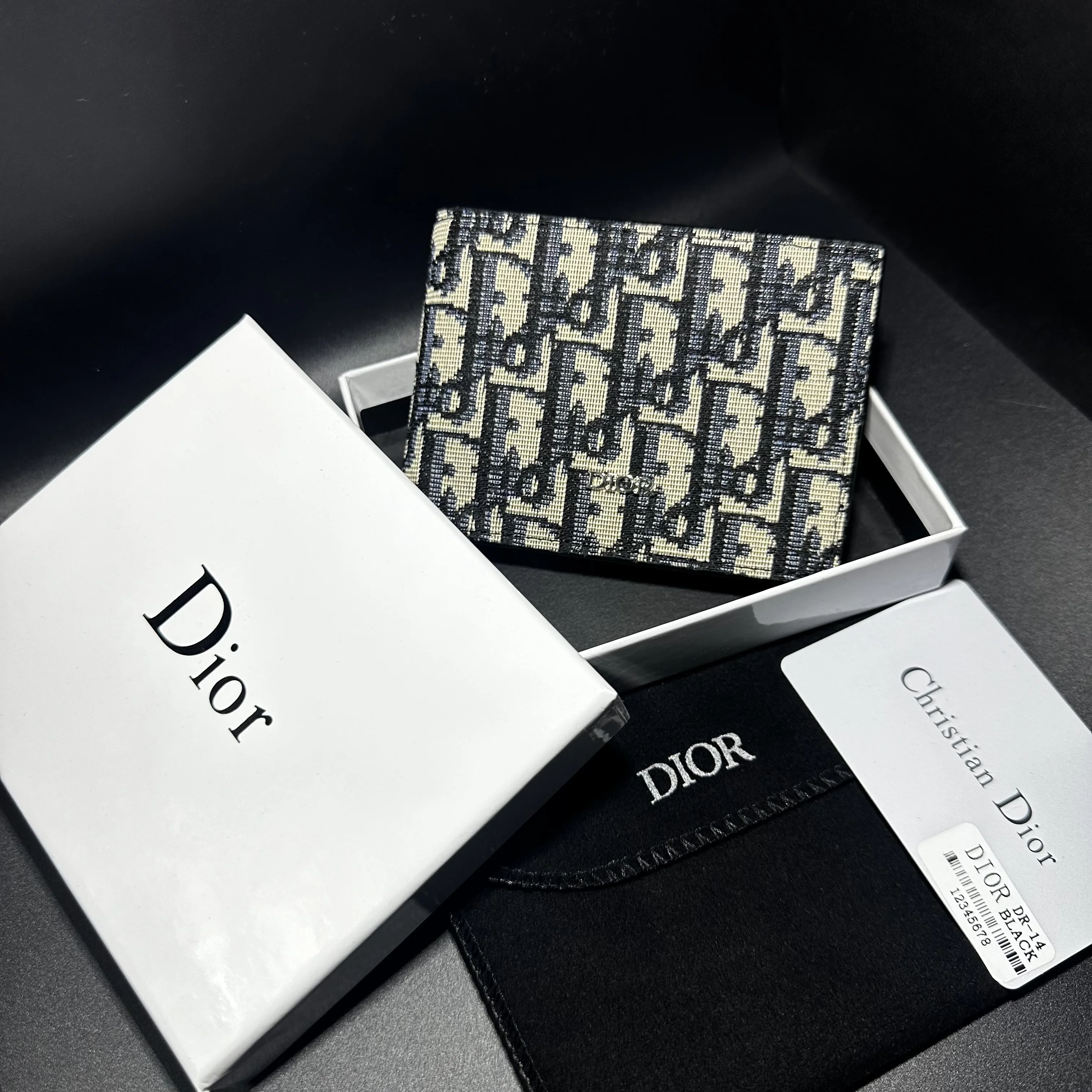 Portefeuille Christian Dior Oblique Noir et Beige