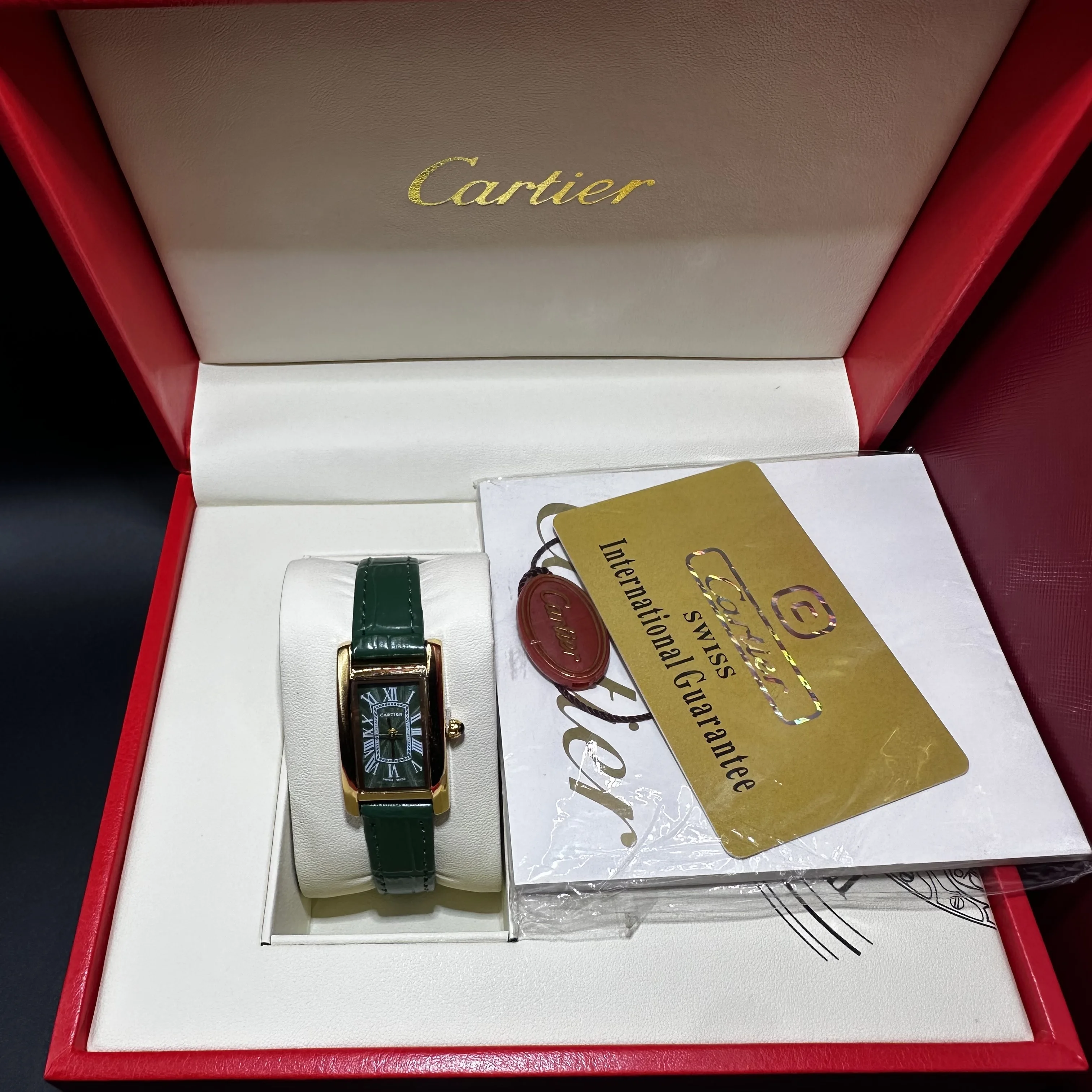 Cartier Tank Cuir Vert